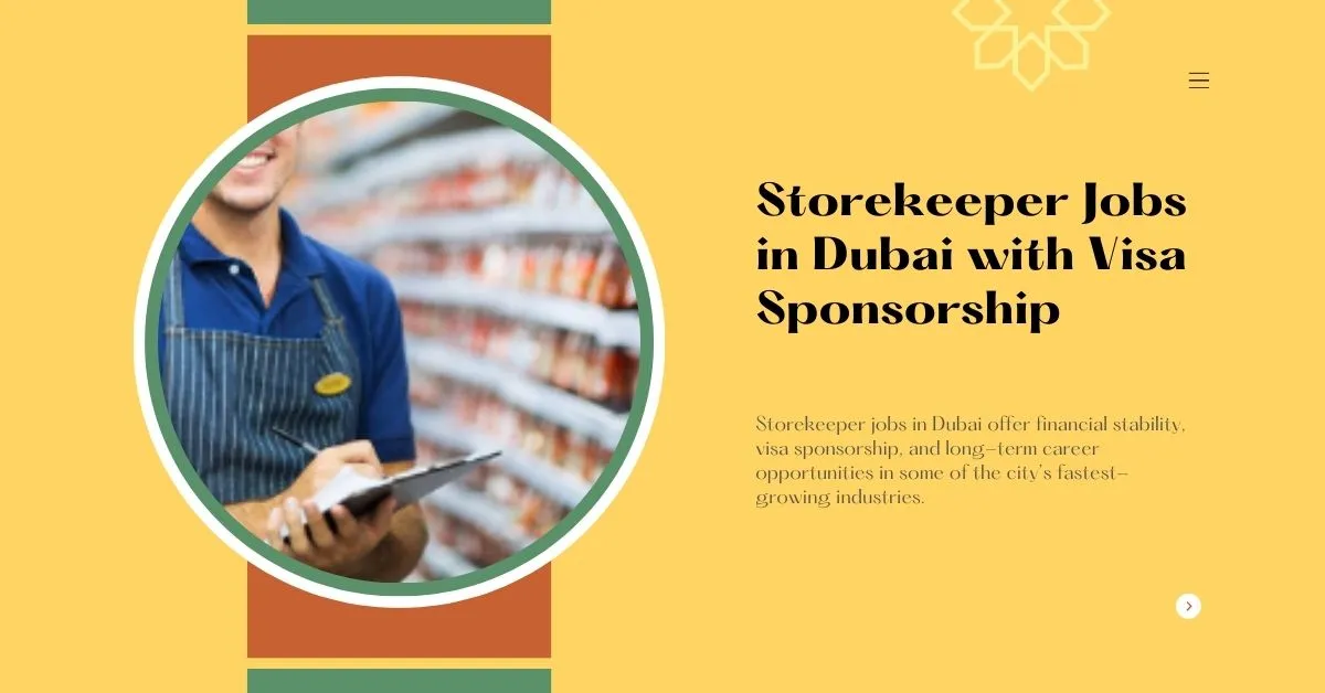 Storekeeper Jobs in Dubai with Visa Sponsorship 2026