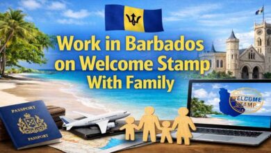 Work in Barbados on Welcome Stamp With Family