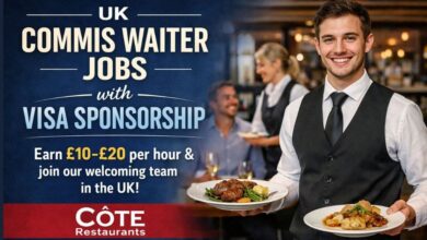 UK Commis Waiter Jobs with Visa Sponsorship
