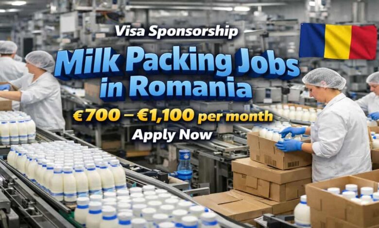 Visa Sponsorship Milk Packing Jobs in Romania